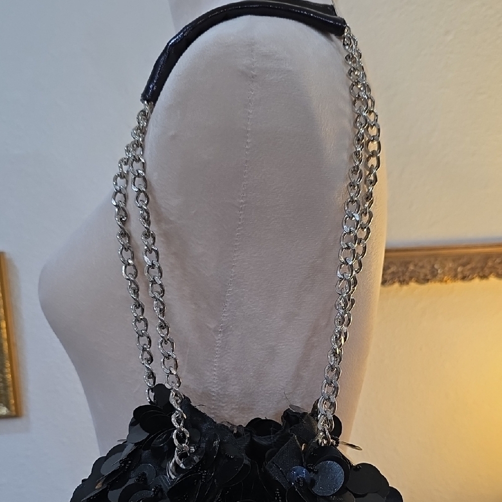 Chic Black Sequin Shoulder Bag - image 2